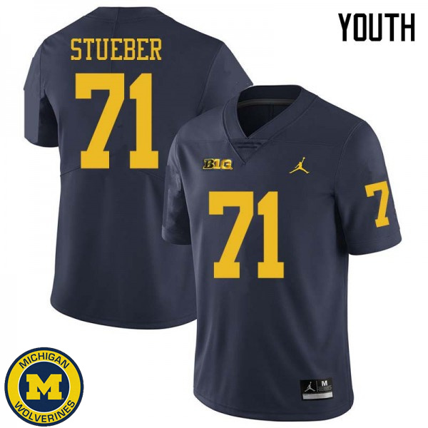 Youth Michigan Wolverines #71 Andrew Stueber Navy Jordan Brand Fashion Jersey